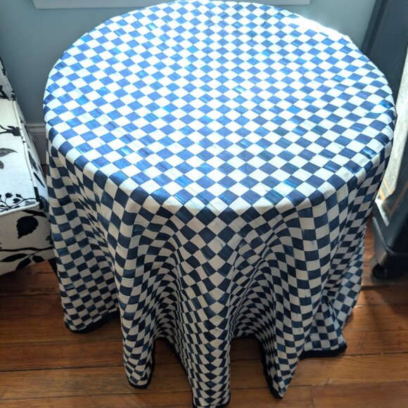 MacKenzie Childs Royal Check Round Tablecloth 90" - Picture 7 of 7